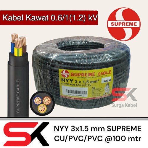 NYY 3x1.5mm SUPREME @100 meter/ 3 x 1.5/ 3x1,5/3 x 1,5/ KABEL KAWAT