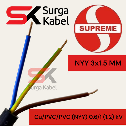 NYY 3x1.5mm SUPREME meteran/ 3 x 1.5/3x1,5/ 3 x 1,5/ KABEL KAWAT 1.5mm