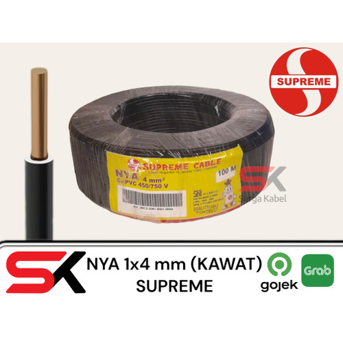 NYA 1x4mm SUPREME/ KABEL GROUNDING 1 x 4 mm/ KABEL NYA/ TUNGGAL 4mm