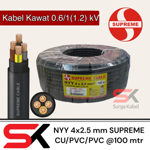 KABEL NYY 4x2.5mm SUPREME/ KABEL TUFUR 4 x 2.5mm/ KABEL KAWAT/ ENGKEL