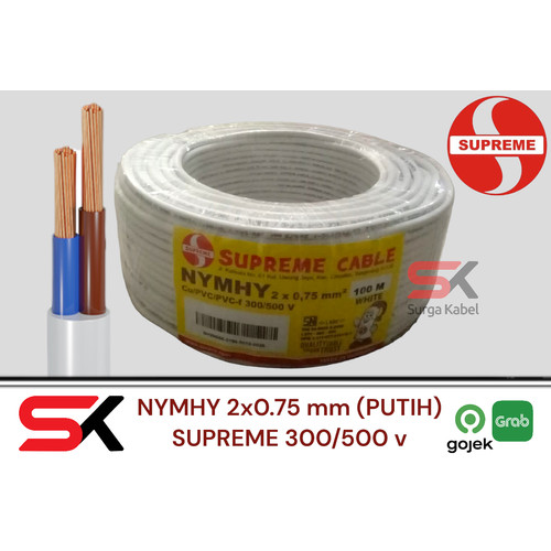 KABEL LISTRIK NYMHY 2x0.75 mm SUPREME / KABEL SERABUT NYMHY 2x0.75 mm