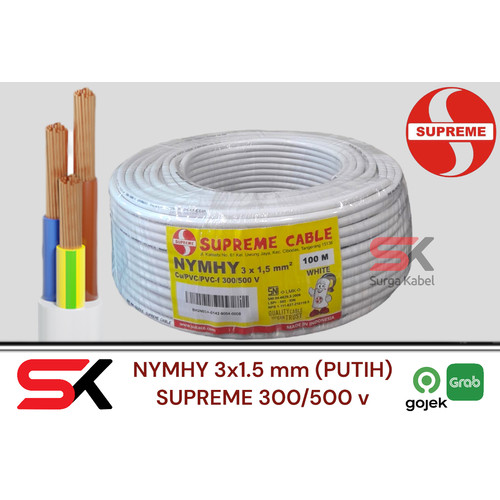 KABEL LISTRIK NYMHY 3x1.5 mm SUPREME / KABEL SERABUT NYMHY 3x1.5 mm