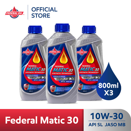 FEDERAL MATIC 30 10W-30 0.8L 800ml (3 Botol) - Oli Motor Matic