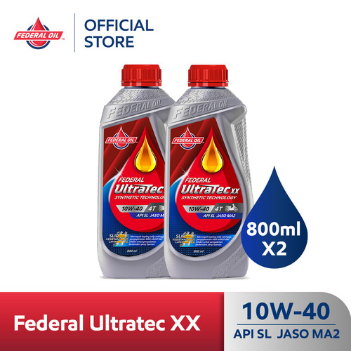 FEDERAL ULTRATEC XX 10W-40 800ml - Oli Motor Non Matic 4T (2 Botol)