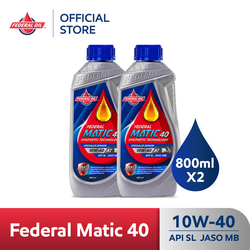 FEDERAL MATIC 40 10W-40 0.8L 800ml - Oli Motor Matic AT (2 Botol)