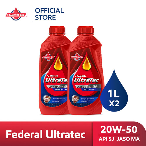 FEDERAL ULTRATEC 20W-50 1L - Oli Motor Non Matic 4T (2 Botol)