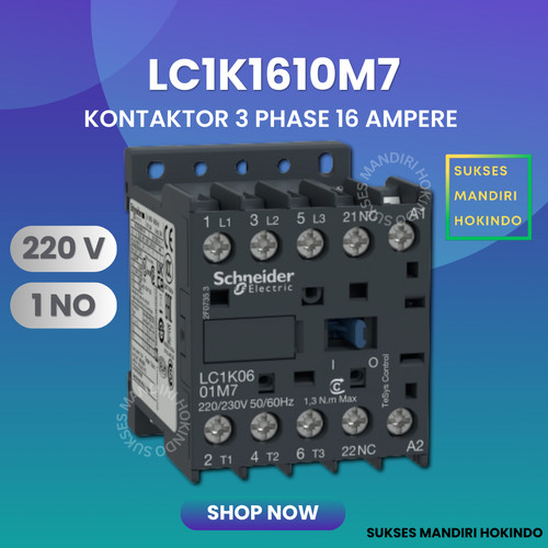 Kontaktor LC1K1610 220V 3 Phase 16 Ampere Contactor 3P 16A LC1K1610M7 1NO Schneider Original SNI