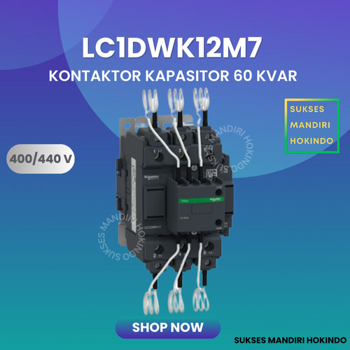 Kontaktor Kapasitor Schneider LC1DK 60kVAr 400-415V 220 VAC LC1DWK12M7 Original SNI