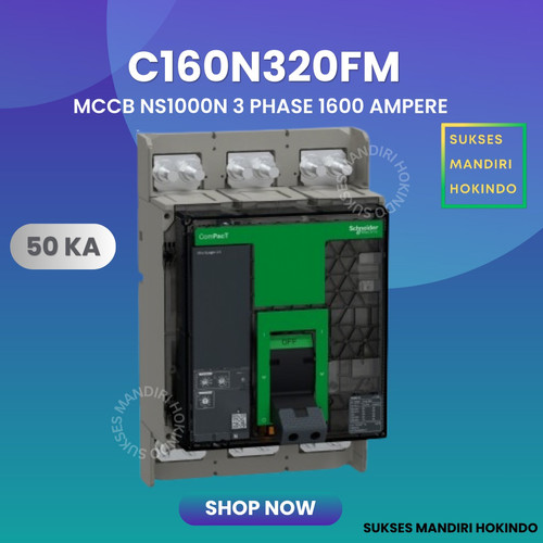 MCCB NS1600N 3 Phase 1600 Ampere 3P 1600A Breaker 50kA C160N320FM Micrologic 2.0 Schneider Original SNI