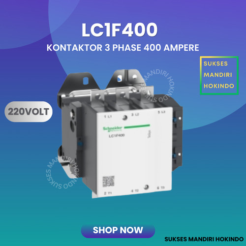 Kontaktor 3 Phasa 400 Amper 3P 400A LC1F400 Schneider 220V OriginalSNI