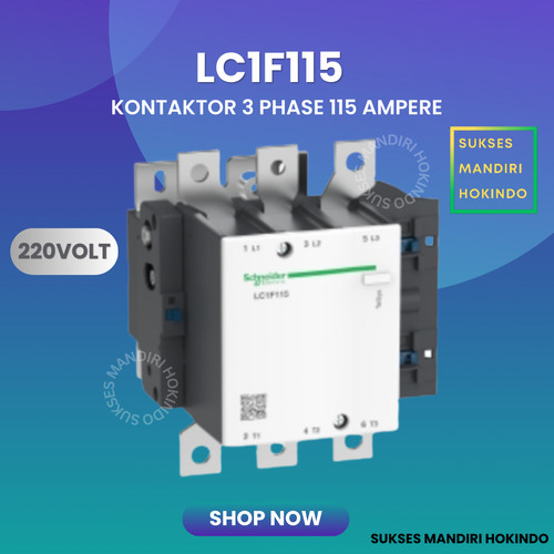 Kontaktor 3P 115A 3 Phase 115 Ampere 220Volt Schneider LC1F115 ORI SNI