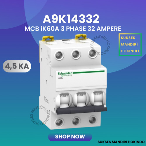 MCB 3P 32A 3 Phase 32 Ampere iK60A 4,5kA Schneider Original SNI