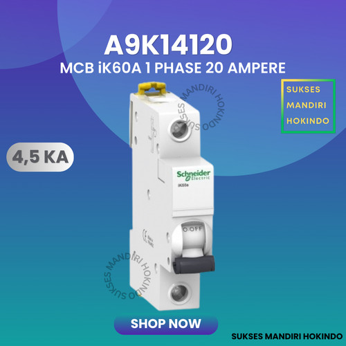 MCB 1P 20A 1 Phase 20 Ampere iK60A 4,5kA Schneider Original SNI