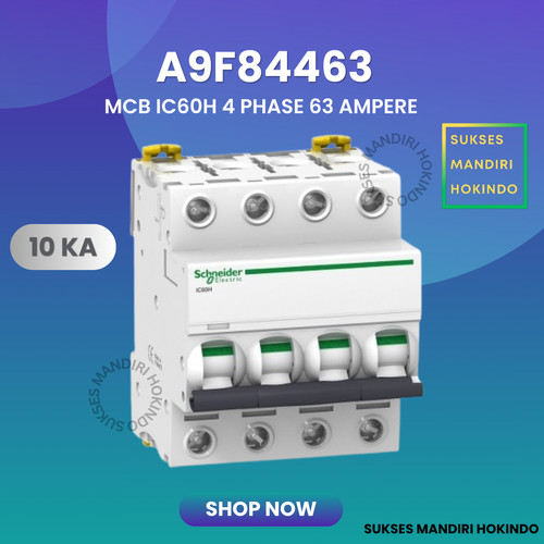 MCB 4P 63A 4 Phase 63 Ampere IC60H 10kA Schneider ORI SNI 4 Pole 63 A