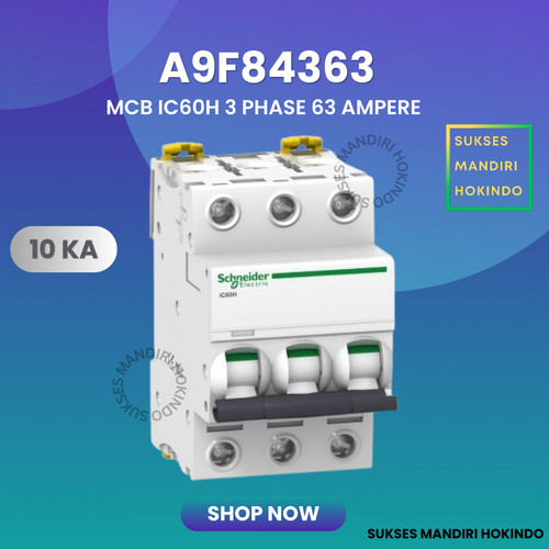 MCB 3P 63A 3 Phase 63 Ampere IC60H 10kA Schneider ORI SNI 3 Pole 63 A