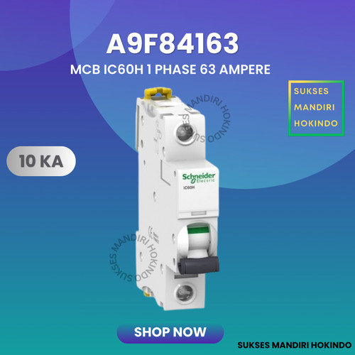 MCB 1P 63A 1 Phase 63 Ampere IC60H 10kA Schneider ORI SNI 1 Pole 63 A