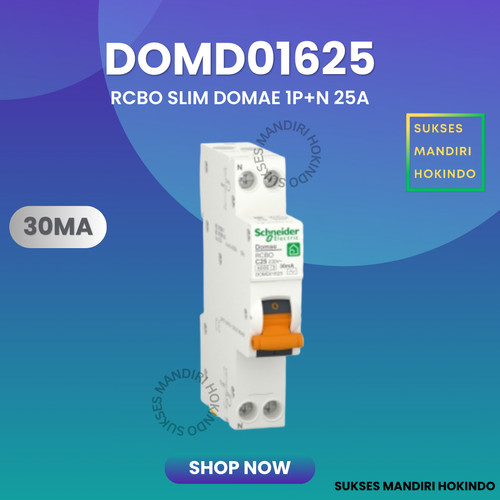 RCBO SLIM DOMAE 1P + N 25A 30mA Schneider Original SNI 25 Ampere NEW