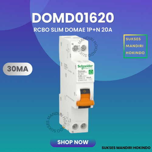 RCBO SLIM DOMAE 1P + N 20A 30mA Schneider Original SNI 20 Ampere NEW