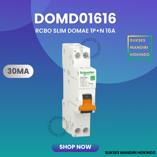 RCBO SLIM DOMAE 1P + N 16A 30mA Schneider Original SNI 16 Ampere NEW