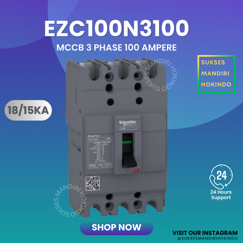 MCCB 3 Phase 100Ampere 3P 100A EZC100N Schneider ORIGINAL SNI