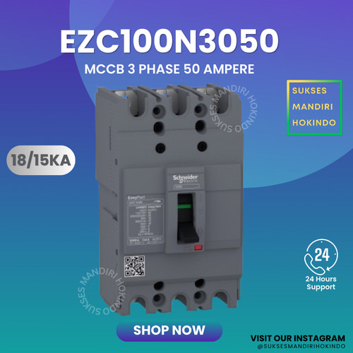 MCCB 3 Phase 50Ampere 3P 50A EZC100N Schneider ORIGINAL SNI