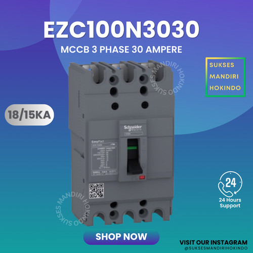 MCCB 3 Phase 30Ampere 3P 30A EZC100N Schneider Original SNI