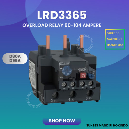 LRD3365 Schneider 80A - 104A Thermal Overload Relay LRD 3365 ORI SNI