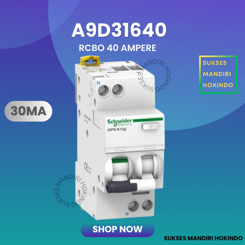 RCBO 1P+N 40A 1Phase 40Ampere 30mA iDPN Vigi Acti 9 Schneider A9D31640