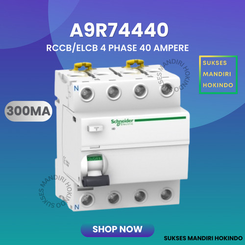 Elcb 4P 40A 4Phase 40Ampere 300mA RCCB ilD Schneider A9R74440 ORI