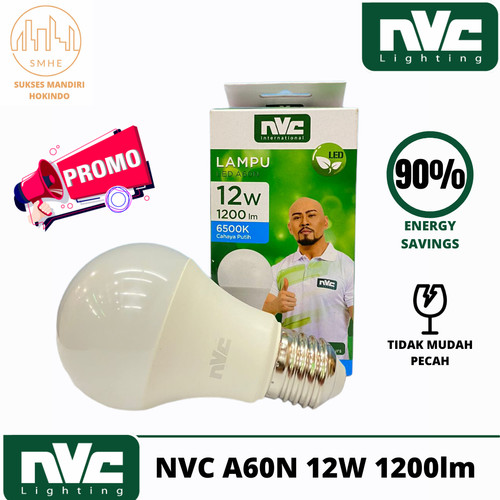 Lampu 12 Watt Bohlam Cahaya Putih NVC A60N 12Watt 1200lm Original SNI