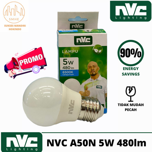 Lampu 5 Watt Bohlam Cahaya Putih NVC A50N 5Watt 480lm OriginalSNI SALE