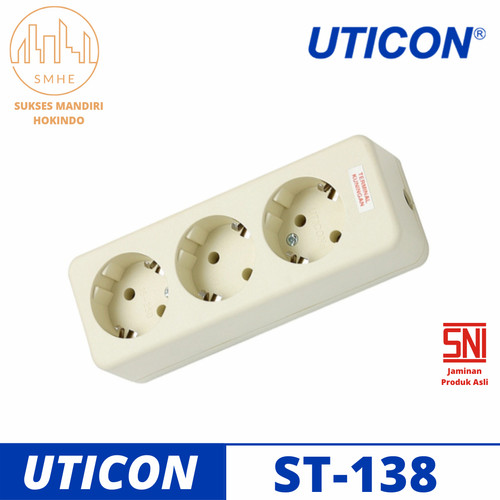 Uticon StopKontak 3 Lubang ST-138 Kotak Kontak Multi Original SNI 100%