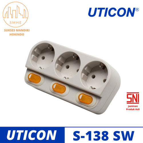 Uticon StopKontak 3 Lubang dengan Saklar S - 138SW Tusuk Kontak Multi