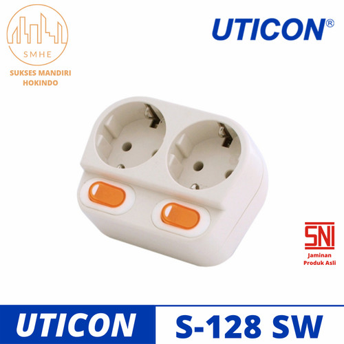 Uticon StopKontal Arde Double Soket dengan Saklar S - 128SW ORI SNI