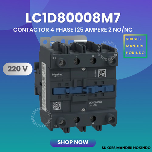 Kontaktor 4P 125A 4 Phase 125 Ampere LC1D8008M7 4Pole Schneider ORI