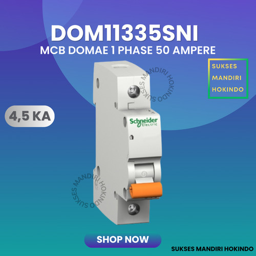 MCB 1p 50a 1 Phase 50 Ampere Original SNI Schneider DOMAE 1Pas 50Amper