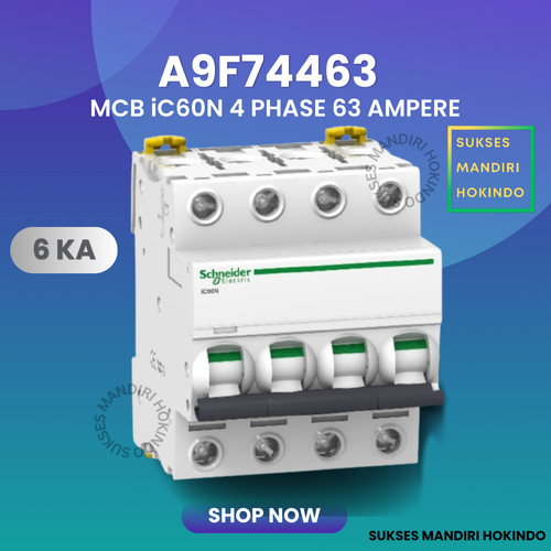 MCB 4p 63a 4 Phase 63 Ampere Original SNI Schneider IC60N 4Pas 63Amper