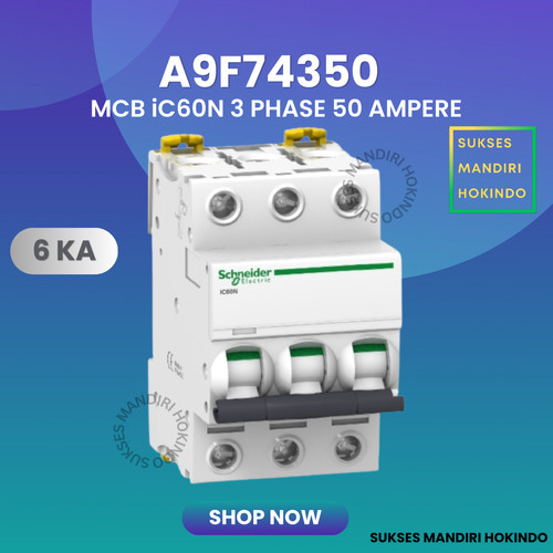 MCB 3p 50a 3 Phase 50 Ampere Original SNI Schneider IC60N 3Pas 50Amper