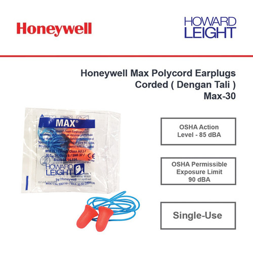 Earplugs Honeywell MAX30 Corded Disposable Foam Earplugs