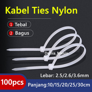 Kabel Ties Nylon cable tie Putih lebar 2.5mm 3.6mm panjang 10cm 15cm 20cm 25cm 30cm 1pack 100pcs