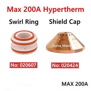 Cutting Plasma Swirl Ring P/n 020607 Shield Cap 020424 Max Pro 200A