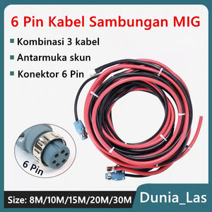 MIG Kabel 6 Pin Cable Sambungan Wire Feeder Mesin las 10M 15M 20M 30M