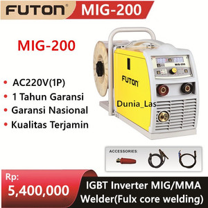 FUTON MIG-200 MIG MAG 200A Mesin Trafo Travo Las Tanpa Gas CO2 Welding