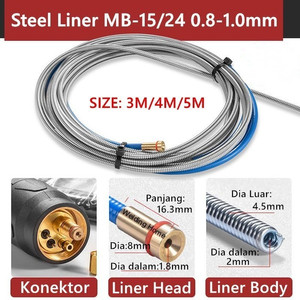 MB15 MB24 Steel Conduit Liner Mig 0.8-1.0mm Binzel Torch 3M 5M MB 15