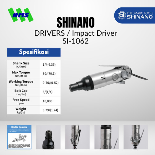 IMPACT DRIVER Shinano SI-1062 Bor Obeng Angin 1/4" / 6.35 mm