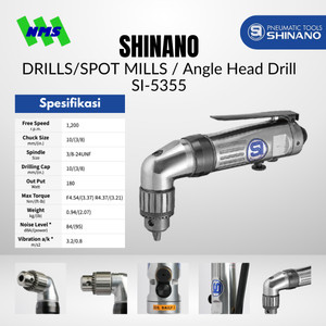 Mesin Bor Angin Shinano SI-5355 3/8" Angle Head Air Drill Chuck 10mm Speed 1200 rpm