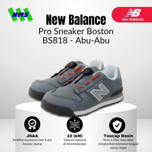 Sepatu Safety New Balance Pro Sneakers Boston BOA BS118 BS218 BS818 - Putih Hitam Abu White Black Grey