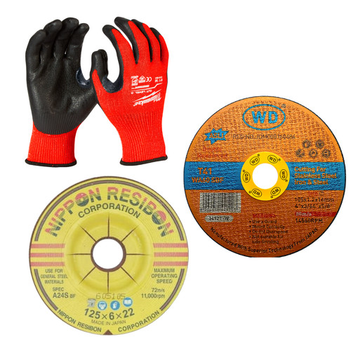 Starter Kit Grinder - Milwaukee Safety Gloves Grinding Cutting Wheel - Sarung Tangan Batu Potong Batu Gerinda Gurinda