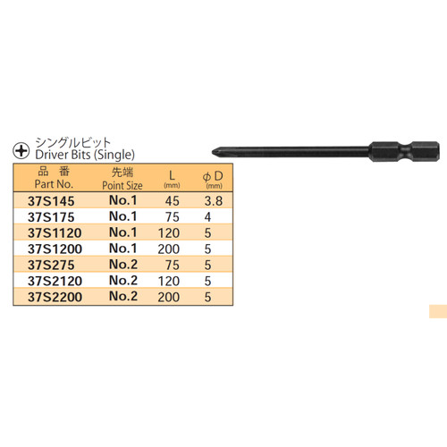 Mata Obeng NAC Nagahori 37S2120 Impact Driver Bits No. 1 Panjang 150mm