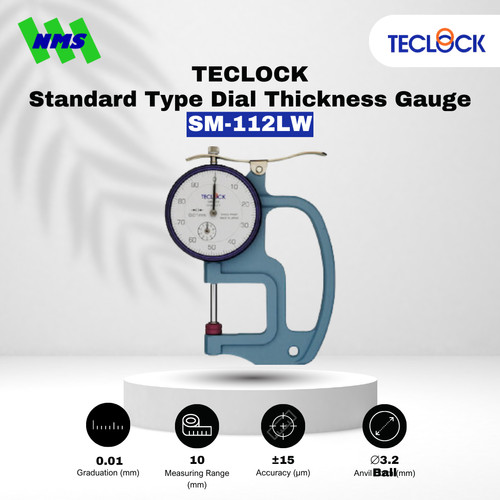 Alat Ukur Ketebalan TECLOCK SM-112LW Dial Thickness Gauge 10mm